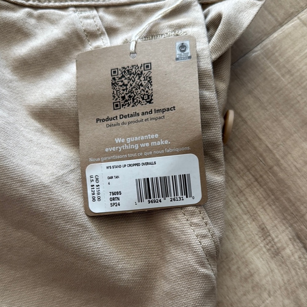 Stylish Tan Women's stand up cropped Patagonia Overalls - Picture 2 of 6